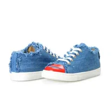 Charlotte Olympia Sneakers Girls "INCY KISS ME SNEAKERS" Denim Leather  Shoes