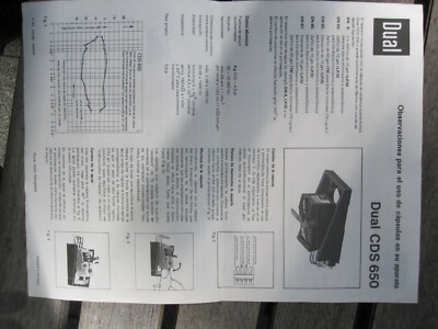 DUAL CDS 650 Original Tonabnehmersystem Bedienungsanleitung/User/Owner`s Manual!