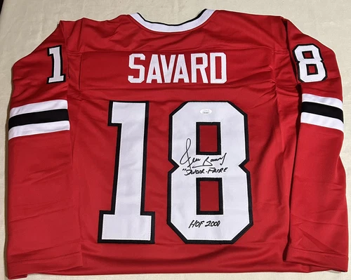 Denis Savard auto Autographed Custom Hockey Jersey JSA size XL
