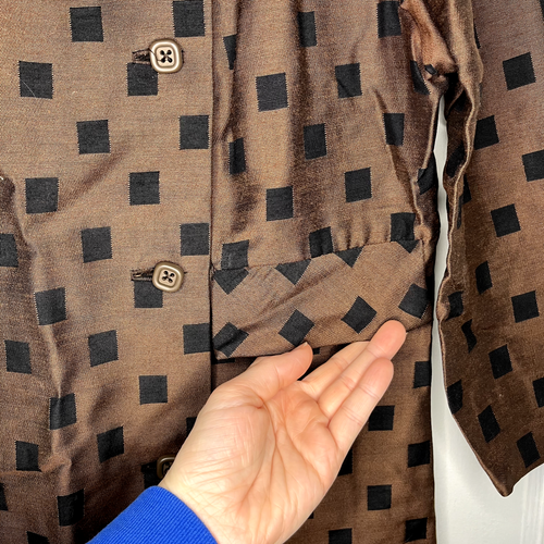 Parkshire Womens Jacket 14P Brown Checker Double Breasted Collared Long Vintage - Picture 12 of 22