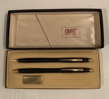 Cross Matte Black  23K Gold Ballpoint Pen  Pencil Set Not Engraved On Sale Now
