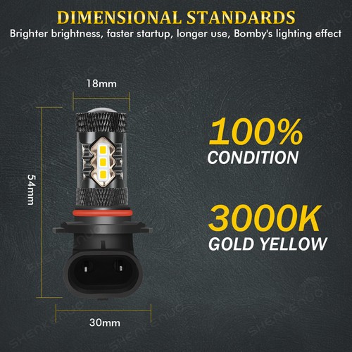 2x NEW 9005/3000K Golden Yellow High Power Bright LED Fog Lights Driving Bulbs - Picture 12 of 18