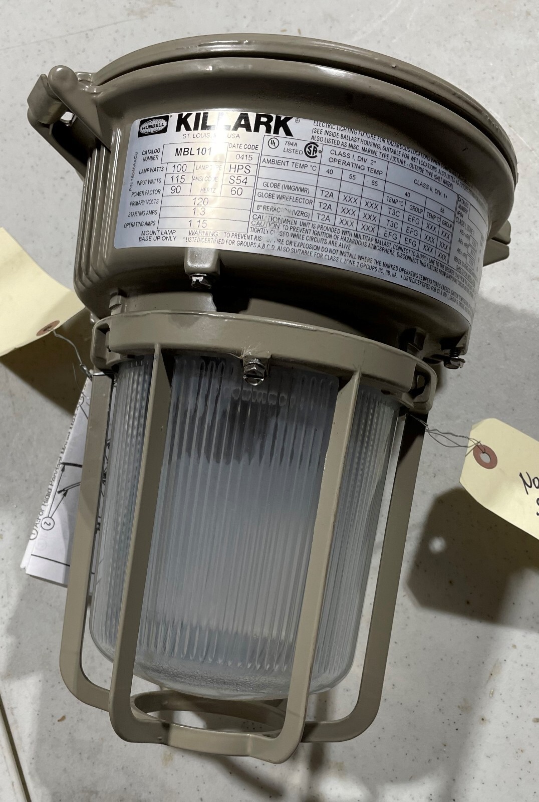 FIXTURE, LIGHT; MBL 101; KILLARK; 100W/60HZ/HPS | eBay