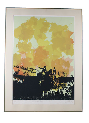 Rare Mid Century ''The Millbrook Hunt'' Lithograph 50/100 Signed Illegible