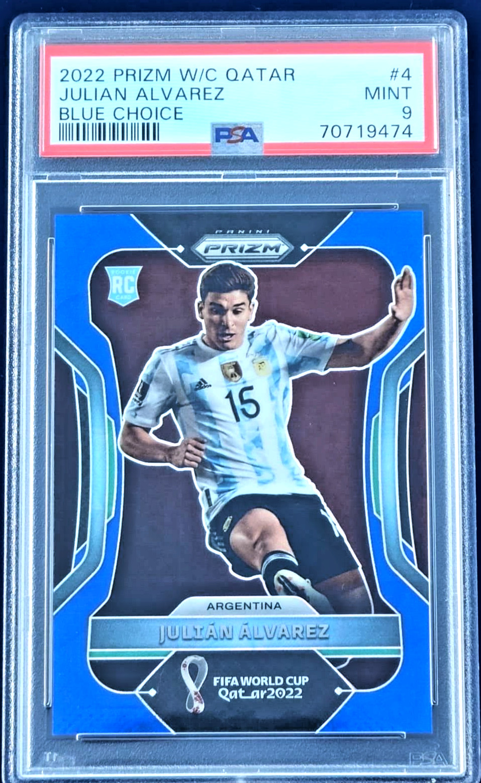 2022 Panini Prizm FIFA World Cup Qatar Julian Alvarez Choice Blue /135 Argentina