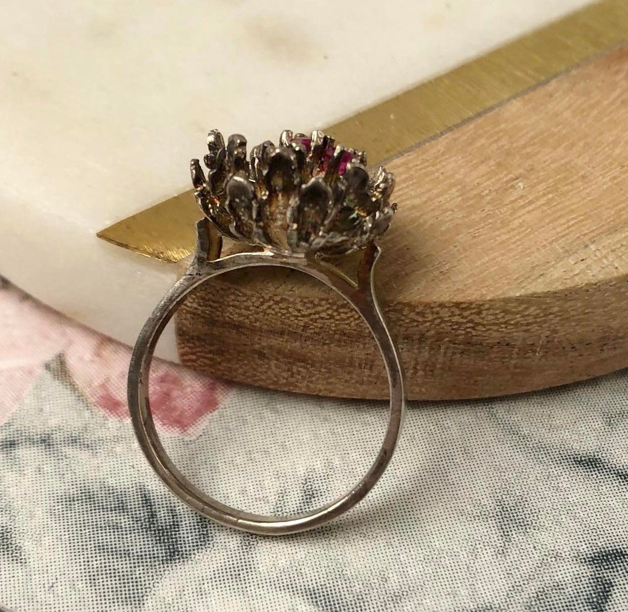 Fine Vintage Sterling Silver 925 Ring THISTLE Women's… Gem
