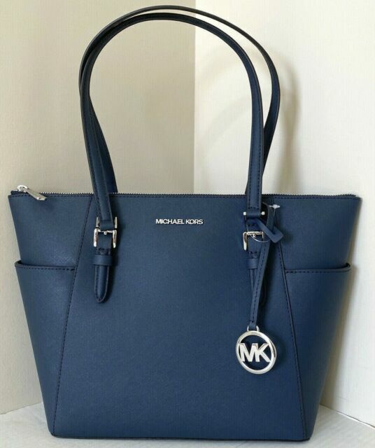 Michael Kors Charlotte Large Logo and Leather Top-Zip Tote