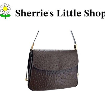 Women's Stefano Bravo Dark Brown Leather Ostrich Shoulder Handbag