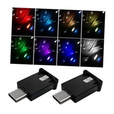 USB Type C LED Ambient Light, Adjustable Brightness 8 Color RGB LED 2 PCS