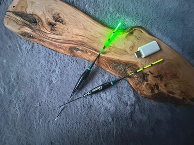 2 Angelposen, Schwimmer, Bissanzeige, LED, Elektro, inkl. Batterie und Ladegerät