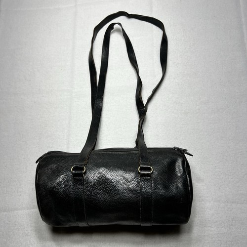 VTG Furla Italy Genuine Leather Shoulder Bag Black Leather Distressed Handbag