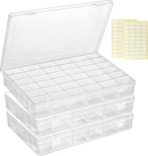 3 Pcs 36 Large Grids Clear Plastic Organizer Compact, Clear-3pack-108 