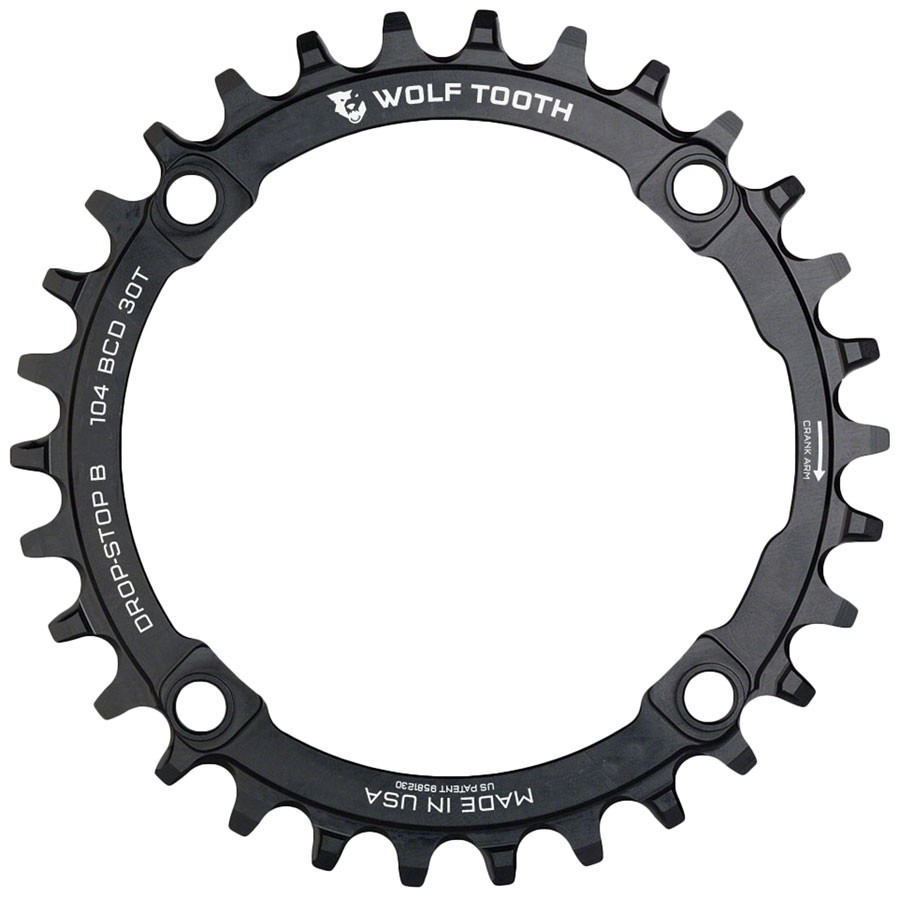 Wolf Tooth 104 BCD 30T Drop-Stop Aluminum Chainring - 1x Drivetrain, Chain