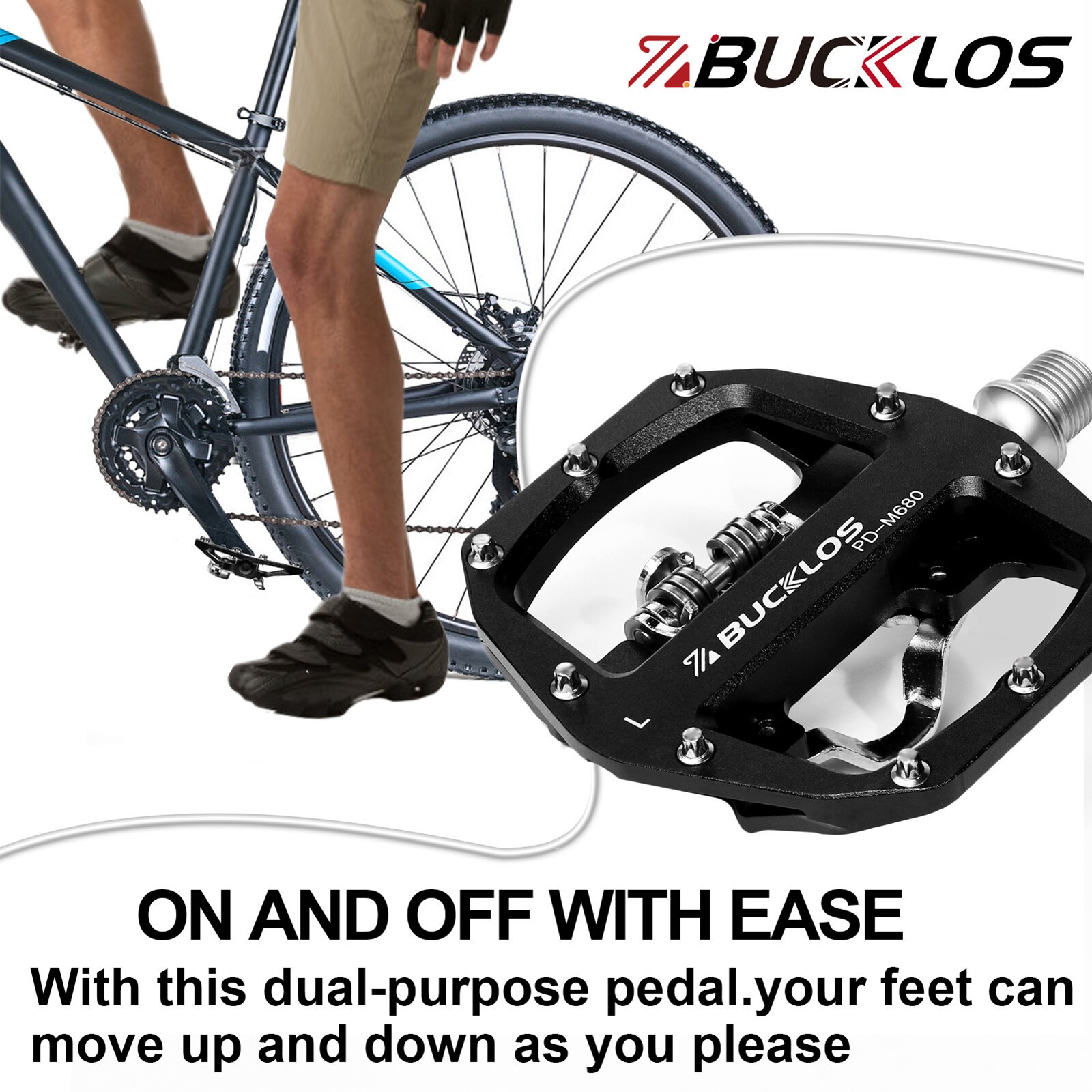 SPD Pedals MTB Road Bike Flat Pedals Dual Function Bearings 9/16" For Shimano US