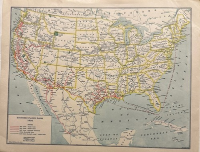 #ad #ad Antique Original Southern Pacific Lines Railroad Map Dated 1924 $20.95