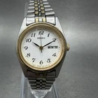 Seiko Watch Women 25mm White Dial Two Tone Daydate 7n83-0011 Round New BatteryBA