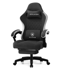 GTPLAYER Gaming Chair w/ Pocket Spring, Linkage Arms & Footrest, Lumbar Support