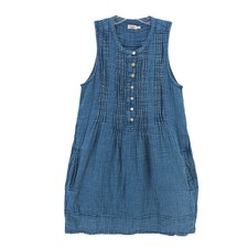 FAHERTY Indigo Blue Isha Dress Sleeveless 100% Organic Cotton Gauze Size XS
