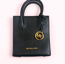 Michael Kors Black Pebbled Top Handle Bag Gol...