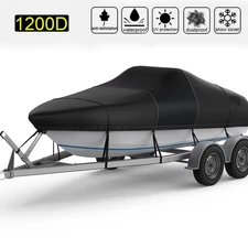 1200D Waterproof Heavy Duty Trailerable Boat Cover Fishing V-Hull 16-22ft