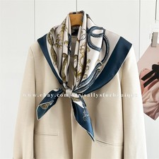 Sallys Boutique 14 Momme Twill Silk Wrap Scarf Horse Print Square Shawl 35"