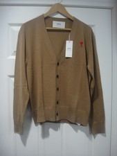 Ami Paris Cardigan Men's Size Medium Apricot Wool Ribbed Trim Sweater, BRANDNEW