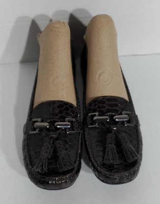#ad Stuart Weitzman women’s loafers patent leather tassels animal print size 8.5 M $40.00