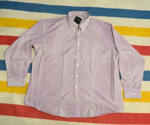 Lanvin, BNWT VTG 90s Lanvin Red White Pinstripe Oxford Button Dress Shirt 18 34/35