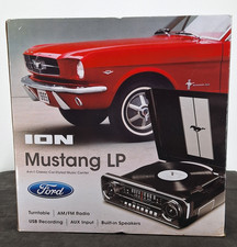 ION Mustang LP 4-in-1 Car Styled AM/FM Stereo Turntable Music System  Black NEW