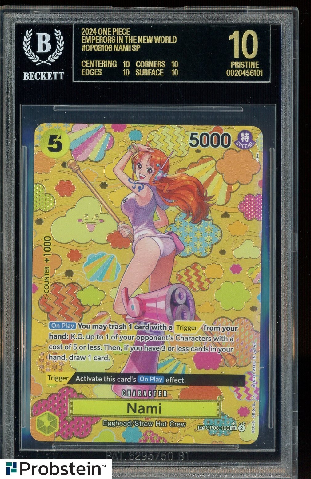 2024 One Piece Emperors in The New World OP08106 Nami SP BGS 10 BLACK LABEL view 1