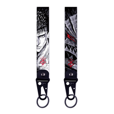 Guts Griffith Berserk Anime Manga BW Lanyard Wrist Strap Hook Key Tag Keychain