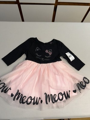 Baby Girls Lilt Black Cat Meow Tutu Dress Size 12 months Kitty Rhinestones NWT