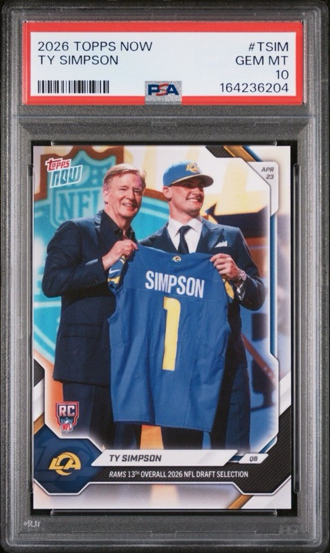 2026 Topps Now TSIM Draft Ty Simpson Rams  PSA 10 💎