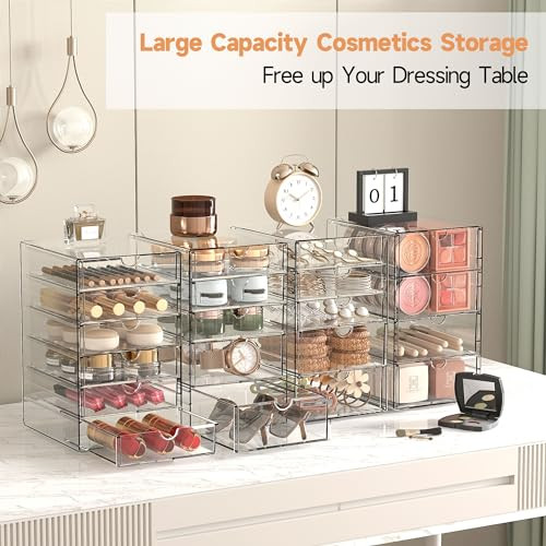 Makeup Drawer Storage Organizer with 20 Drawers, 4 Set Acrylic Office Desk - Picture 4 of 7