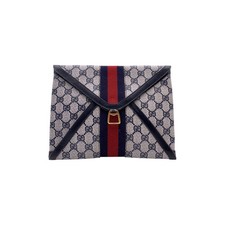 Gucci Vintage Clutch Ophidia con Monogram in Tela Blu