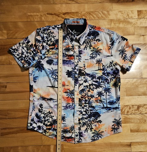 Men Point Zero casual button-down tropical Traveler Vacation Summer Resort Beach - Picture 7 of 7