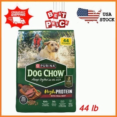 Purina Dog Chow High Protein Dog Food Dry Recipe with Real Beef, 44 lb Bag