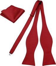 Woven Black Self Tie Bow Tie with Pocket Square Set for Men  s Formal Wear