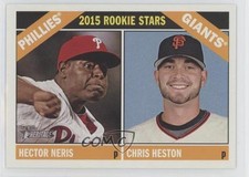 2015 Topps Heritage Rookie Stars Blue Ink Back Hector Neris Chris Heston 0b0