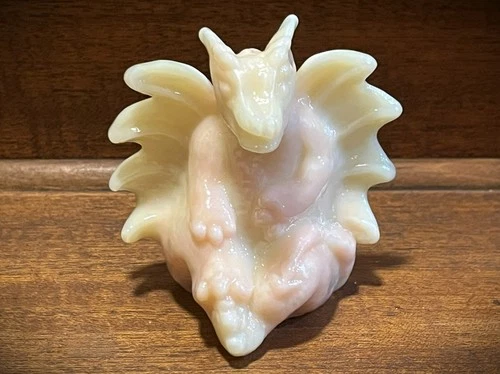 Fenton Burmese Glass Winged Dragon Figurine 'Be Shiney' 5386BE.