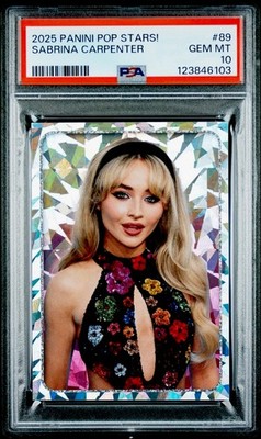 Sabrina Carpenter 2025 Panini Pop Stars! Stickers #89 RC PSA 10