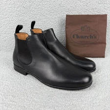 Churchs Boots Mens 7.5 / UK 6.5 Shoes Black Danzey Chelsea Leather Unisex 3