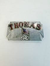 Thomas 1942 Personalized Belt Buckle Flag Vintage
