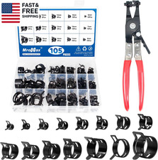 105pcs 6-25mm Spring Band Hose Clamp Assortment Kit With Hose Clamp Pliers 15 S