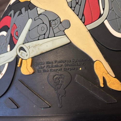 1996 Betty Boop Car Mats Black and Red Motorcycle Rubber Vintage Set of 2 - Picture 5 of 10