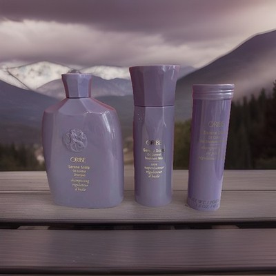Oribe Serene Scalp Oil Control Shampoo  8.5oz $ Oil Treatment Mist & Dry Powder