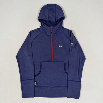 Mountain Equipment Calico Hooded Zip Tee Wool Blend 1/2 Zip Fleece Jacket UK 12