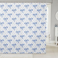 Cute Bowknot Girly Shower Curtains,Bow-tie Geometric Dots Patchwork Bathroom ...