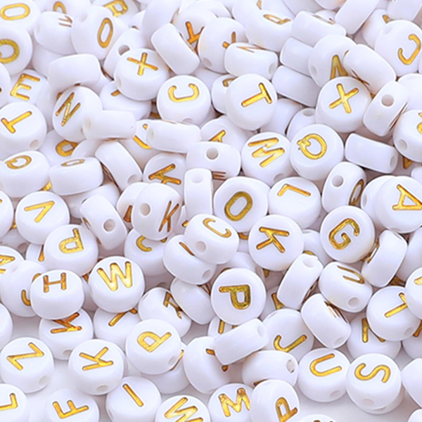 1000Pcs Gold Buchstabenperlen Zum AuffäDeln Acryl Alphabet Perlen Mix A-Z Gold P-image
