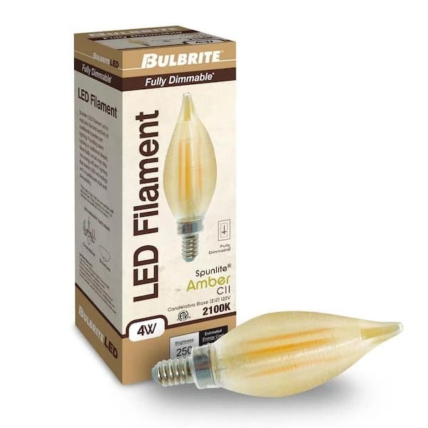 40-Watt Equivalent Amber White Light C11 (E12) Candelabra Screw Base Dimmable... - Image 3 of 4